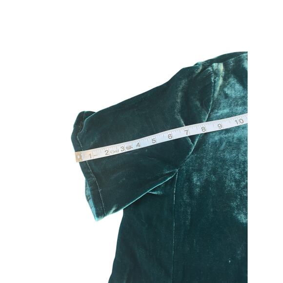 Eileen Fisher Green Short Sleeve Velvet Mock Neck Knee Length Dress Medium - Picture 12 of 14